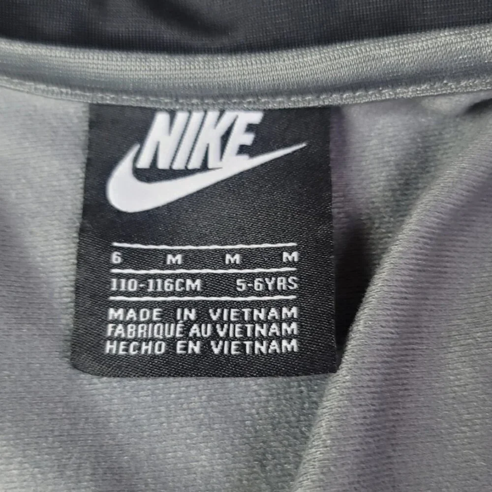 Nike Boys Track Jacket Size 6 Gray Green Full Zip Athletic Jacket